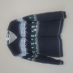 Northern Reflections  V-neck Cardigan Sweater in Blue, green, white mix size M